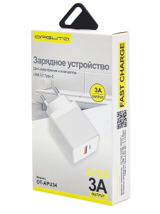 Зарядное устройство для телефона 14W адаптер на 2 гнезда Орбита OT-APU34 Белый